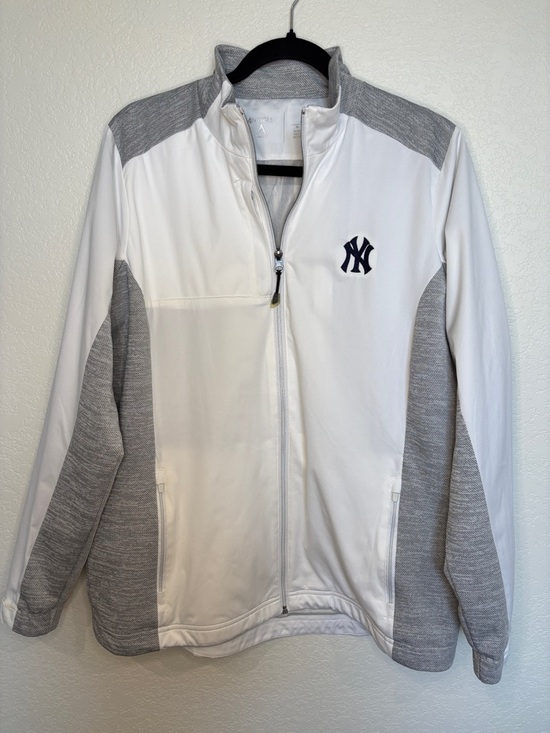 New York Yankees Jackets & Blazers - New York Yankees Women's White & Gray Zip-Up Jacket